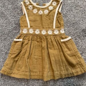 Kate Quinn Guaze Dress Mustard with Cream Accents